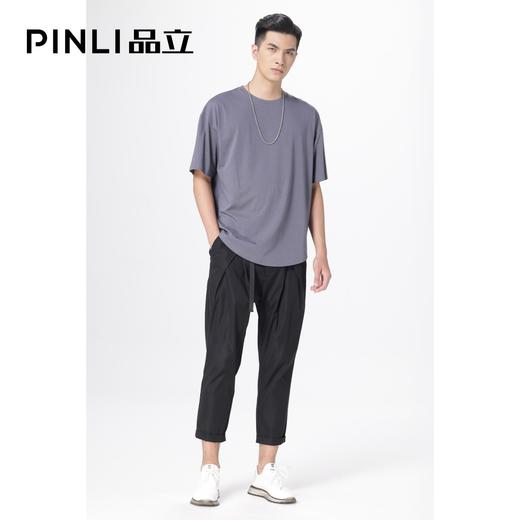 PINLI品立新款宽松圆领短袖T恤夏季男装纯色体恤潮B212911431 商品图2