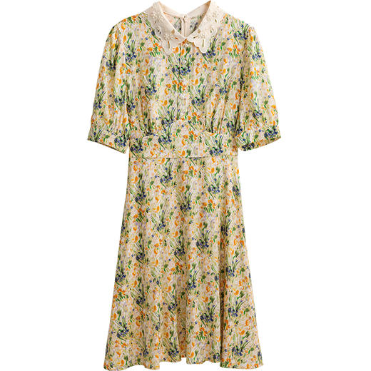 欧芮儿印花雪纺连衣裙夏季2021新款收腰显瘦复古优雅垂坠感法式裙 商品图3