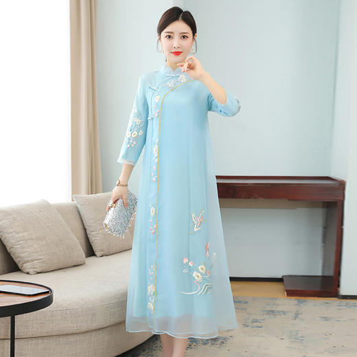 XYX-9601礼服订婚回门便装中式伴娘旗袍连衣裙 商品图2