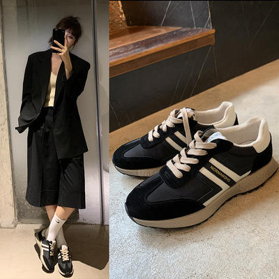 OLD-8822 2021年春季新款米色休闲小白鞋女轻便运动鞋ins老爹鞋女40码 商品图0