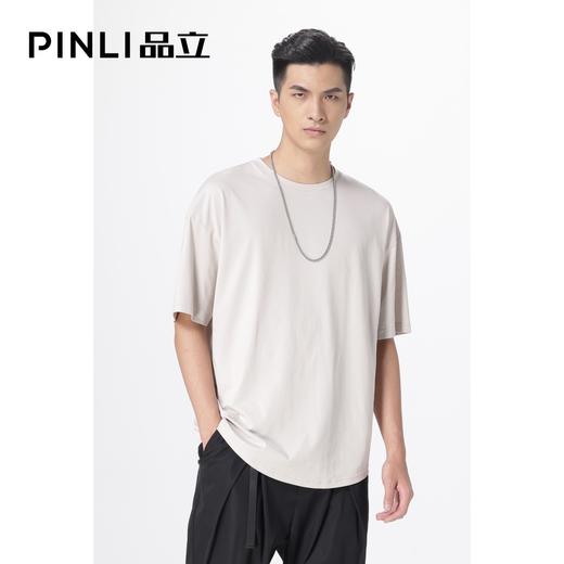 PINLI品立新款宽松圆领短袖T恤夏季男装纯色体恤潮B212911431 商品图3