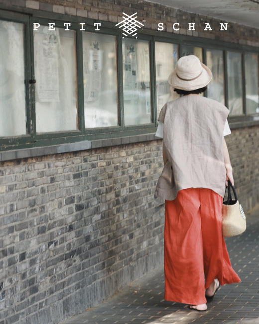PETIT SCHAN小闪  CLO#026 Carrot胡萝卜  意大利进口亚麻混纺面料设计款洋橘红上衣/裤子 商品图6