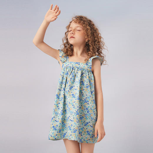 【纯棉吊带碎花裙】21年夏季新品女童100%棉碎花连衣裙吊带露背裙 商品图3