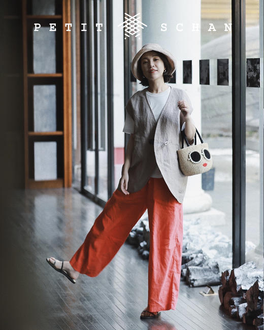 PETIT SCHAN小闪  CLO#026 Carrot胡萝卜  意大利进口亚麻混纺面料设计款洋橘红上衣/裤子 商品图9
