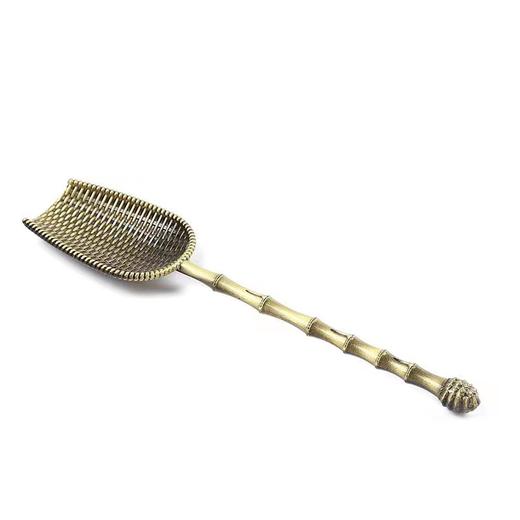 玲珑王铜质竹节簸箕茶勺
 商品图0