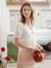欧芮儿v领短袖雪纺衫女修身显瘦百搭蕾丝白色上衣ins 商品缩略图1