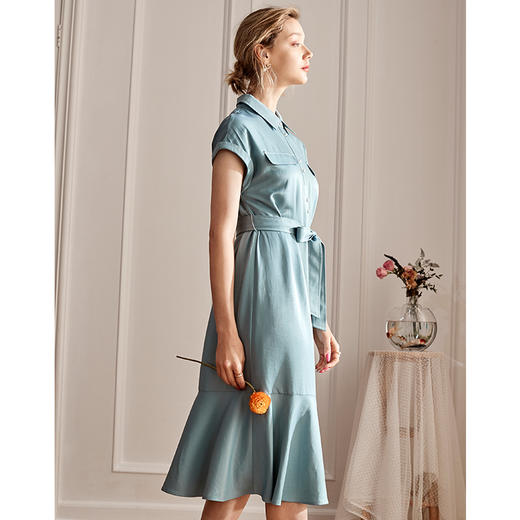 欧芮儿短袖连衣裙女中长款气质收腰显瘦百搭A字裙ins 商品图1