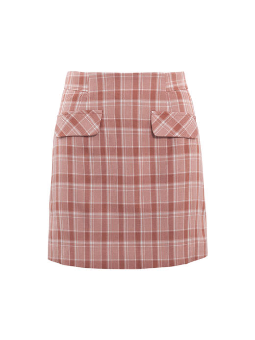 欧芮儿夏装新款高腰显瘦格子半身裙女粉色短裙百搭a字包臀裙 商品图3