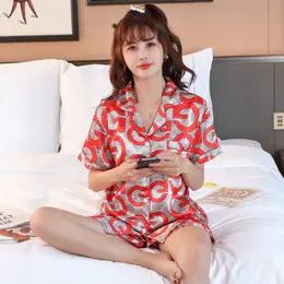 TZW-夏季新款仿真丝绸短袖短裤冰丝睡衣套装 商品图6