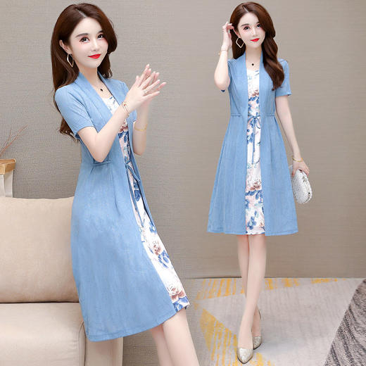 YWE  YQ21A28时尚假两件套装大码连衣裙 商品图3