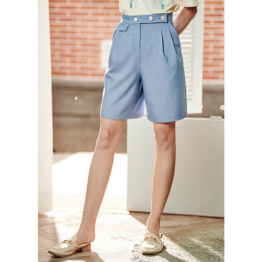 欧芮儿高腰显瘦短裤女宽松2021新款夏季直筒阔腿休闲百搭简约时尚 商品图0