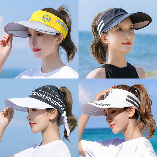 遮阳帽女夏季防晒防紫外线大沿空顶帽子户外骑车遮脸太阳帽棒球帽 商品图1