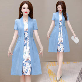 YWE  YQ21A28时尚假两件套装大码连衣裙