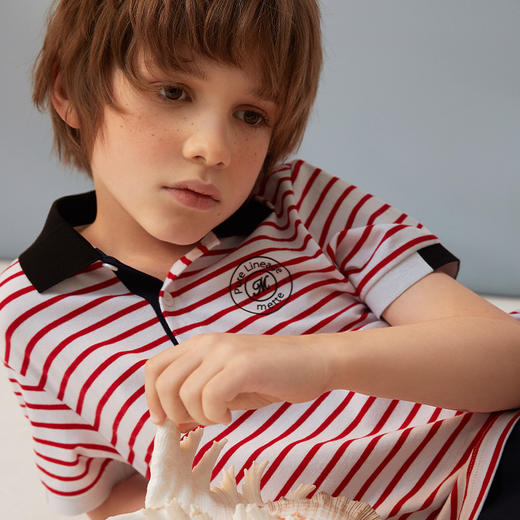 【纯棉条纹POLO衫】21年春夏童装条纹polo衫男童短袖薄款T恤 商品图2