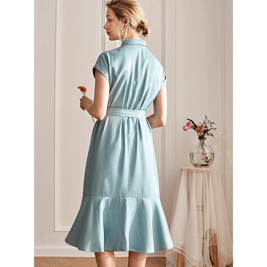 欧芮儿短袖连衣裙女中长款气质收腰显瘦百搭A字裙ins 商品图2