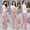 气质小香风套装女2021夏季休闲显瘦印花T恤冰丝垂感阔腿裤两件套XP-GJC2087 商品缩略图3