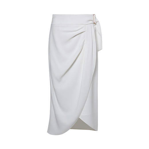 VIMAGE纬漫纪品牌女装高腰修身不规则中长裙纯色半身裙V1506105 商品图5