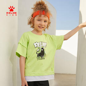  KIDS卡尔美男童短袖上衣中大童卡通圆领舒适足球运动T恤