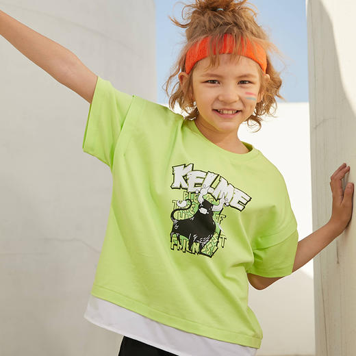  KIDS卡尔美男童短袖上衣中大童卡通圆领舒适足球运动T恤 商品图2