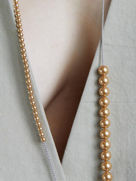 北京仓｜Naoko Ogawa-Imperfect-两次消失 珍珠 长项链（亮金色）［日本设计师］