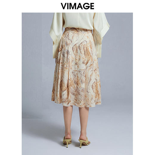 VIMAGE纬漫纪夏季新款高腰女装过膝半身裙半裙V1506109 商品图3