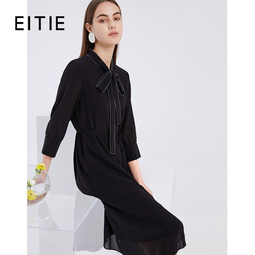 EITIE爱特爱21夏季新款气质通勤职业百搭飘带收腰显瘦连衣裙6207924 商品图0