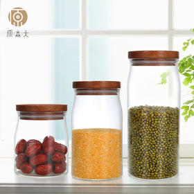 原森太密封罐/ 小号/乌檀木+高硼硅玻璃/YSTMF012