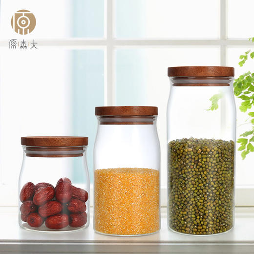 原森太密封罐/中号/乌檀木+高硼硅玻璃/YSTMF013 商品图1
