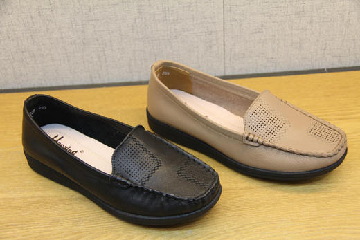 豪行秋款20346287真皮豆豆鞋透气软底女护士鞋平底舒适一脚蹬女鞋 商品图2