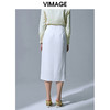 VIMAGE纬漫纪品牌女装高腰修身不规则中长裙纯色半身裙V1506105 商品缩略图3