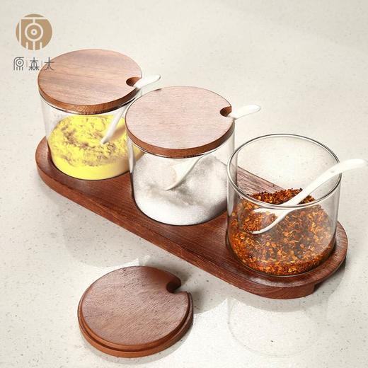 原森太3瓶调味套装/非洲乌檀木+高硼硅玻璃/YSTTW004 商品图0