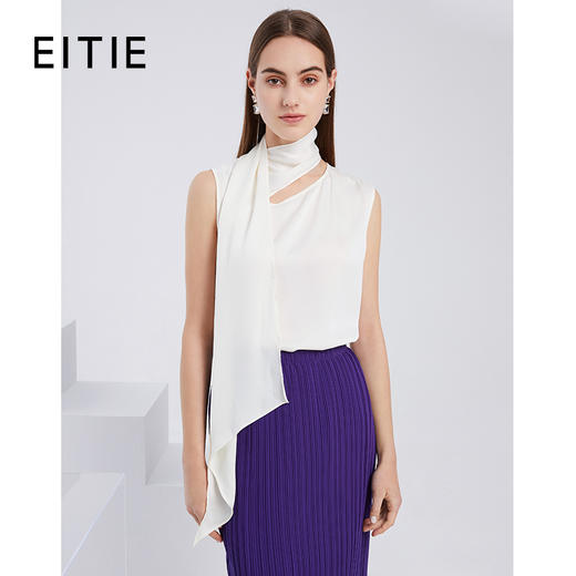 EITIE爱特爱夏季新款时尚气质围脖飘带舒适显瘦无袖小上衣6213903 商品图1