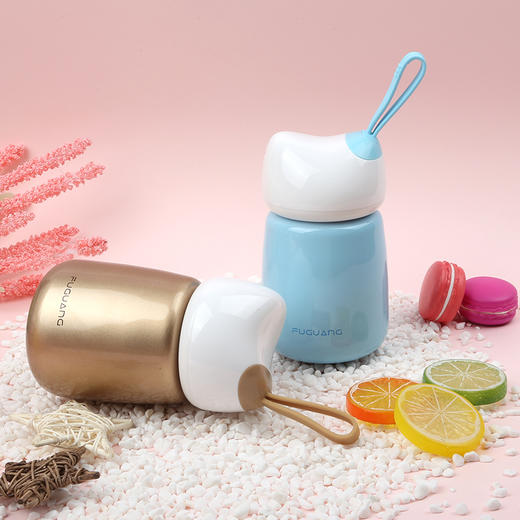 富光炫彩猫不锈钢保温杯FGL-3615(紫，绿，粉) 300ML 商品图2