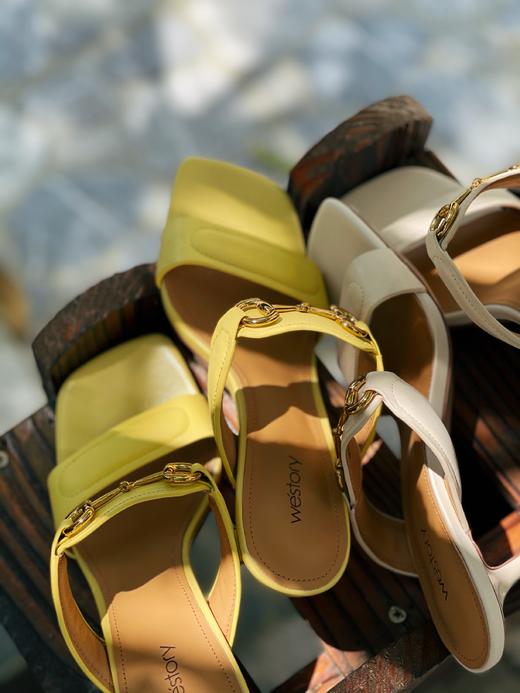 westory女鞋2021夏季新款真皮韩版百搭小猫跟凉鞋外穿W21BJ60941 商品图3