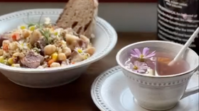 牛肉粒鹰嘴豆藜麦沙拉、玫瑰醋【我用早餐叫醒你-19】