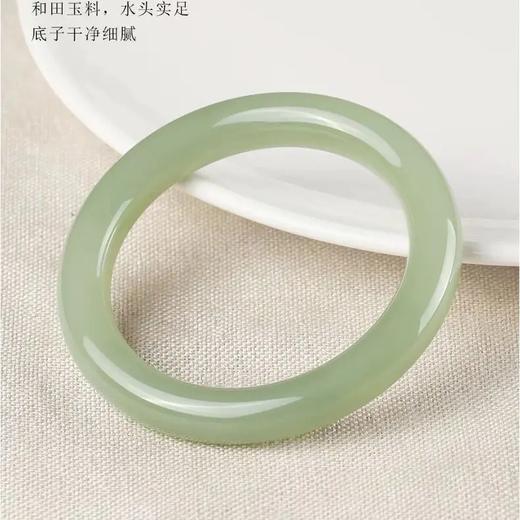 TZW-新疆和田玉青玉石手镯女款少女玉石手镯女送妈妈 商品图1