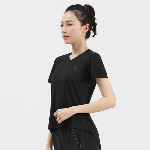 卡尔美短袖T恤女夏健身衣运动跑步网纱拼接透气速干开叉上衣 商品图2
