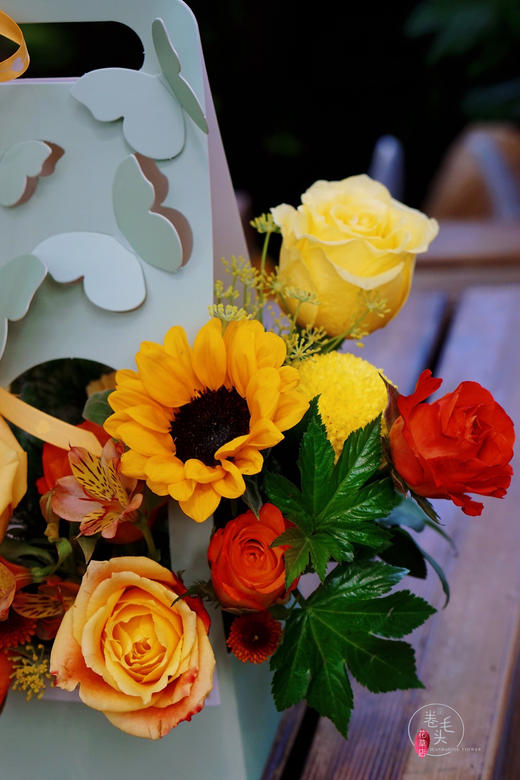 【2021.教师节】橙色系向日葵小号蝴蝶提篮 79 商品图5