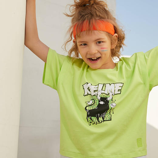  KIDS卡尔美男童短袖上衣中大童卡通圆领舒适足球运动T恤 商品图3