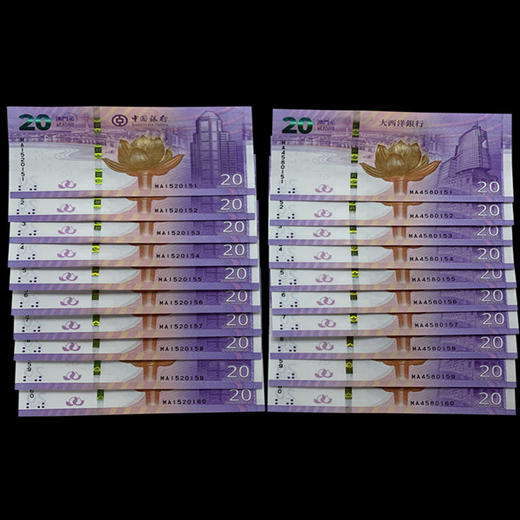 澳门回归20周年 纪念钞 含2张 商品图2