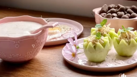 胚芽燕麦杏仁糊、青枣黄瓜鸡丝盅、黑椒蒸荷包蛋、山药豆【我用早餐叫醒你-18】