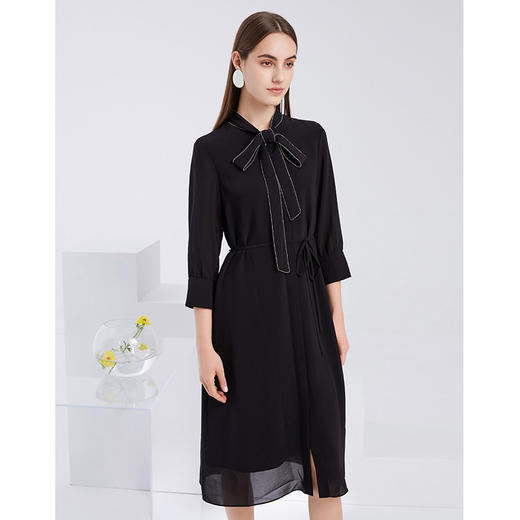 EITIE爱特爱21夏季新款气质通勤职业百搭飘带收腰显瘦连衣裙6207924 商品图3