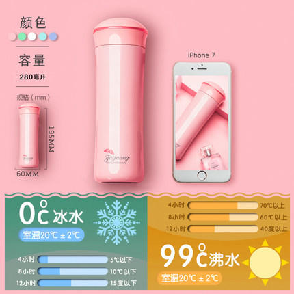 富光真空水杯FGL-3627（粉/紫/蓝/绿）280ML 商品图3