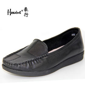 豪行秋款20346287真皮豆豆鞋透气软底女护士鞋平底舒适一脚蹬女鞋
