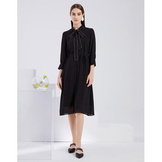 EITIE爱特爱21夏季新款气质通勤职业百搭飘带收腰显瘦连衣裙6207924 商品图1