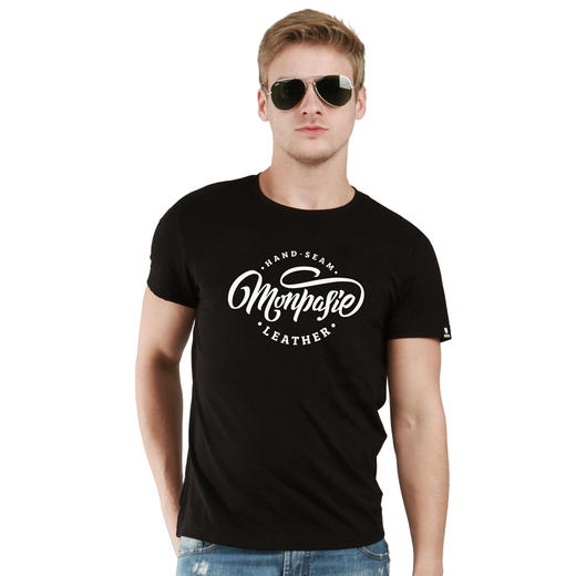 NMT-1619夏装欧美简约英文纯色流行大码新款圆领水洗个性T恤衫 商品图0