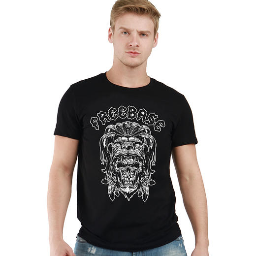 NMT-1622复古欧美创意趣味个性青春流行圆领水洗纯色新款短袖衫 商品图0