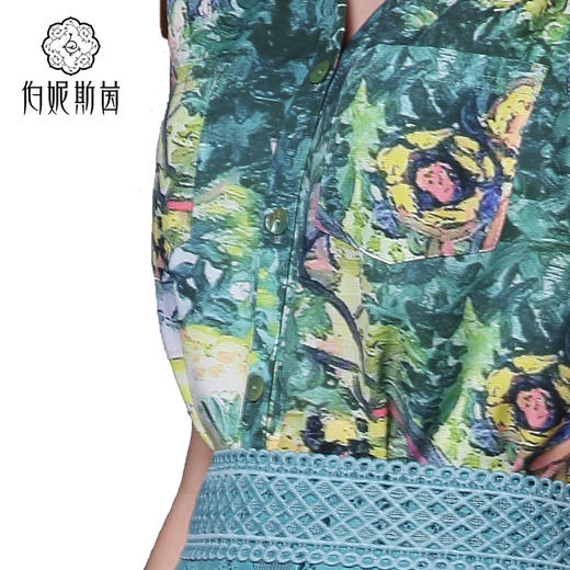 【伯妮斯茵】162F095--绿色衬衫--鲜花盛开的花园--《生命之美-梵高的花园》 商品图4