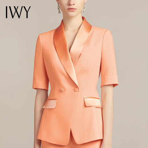 IWY/橘色欧美时尚女装名媛修身显瘦短袖职业装套裤通勤ol气质
212024C1+P1 商品图4