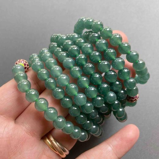 高冰种蓝水翡翠珠串108珠 商品图1